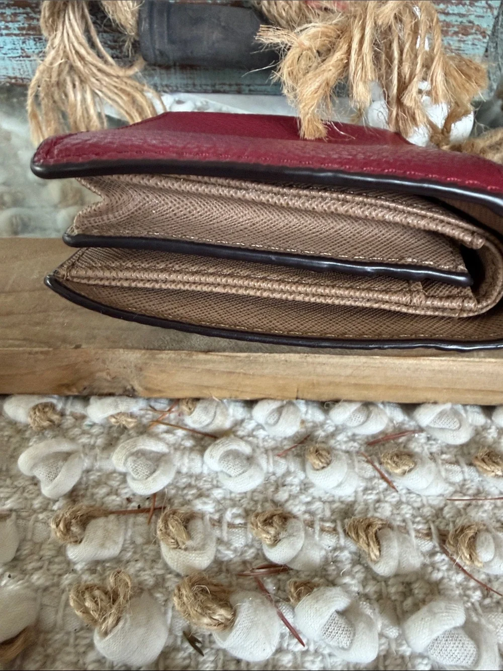 Michael Kors Pebbled Leather Wallet in Wine Red with Gold Logo